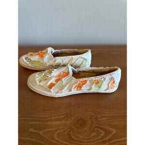 Keds White/Orange Patchwork Canvas Slip On Tennis Shoes Women’s Size 7